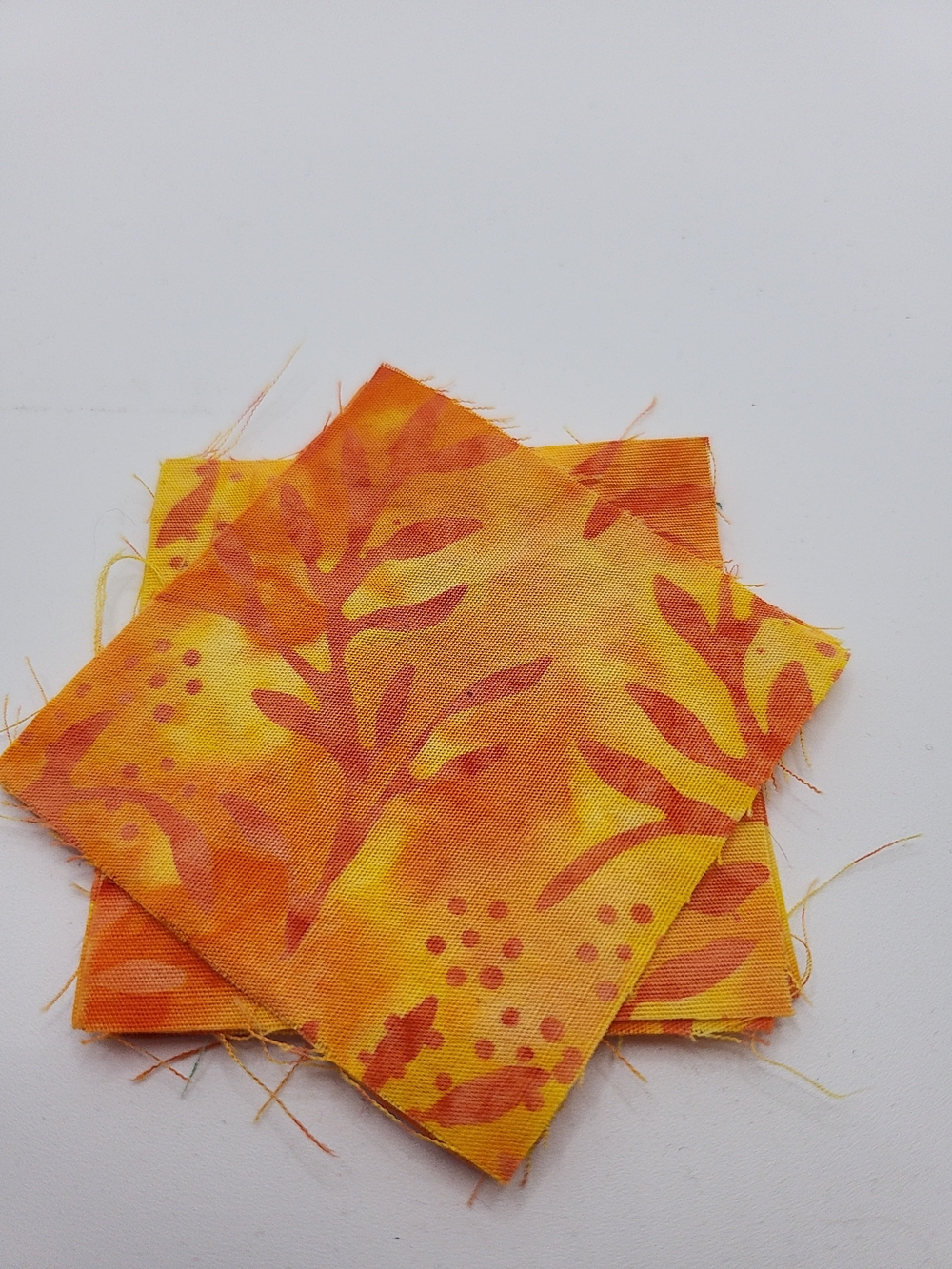 Vibrant Orange & Yellow Botanical Fabric Square 2.50 Inch